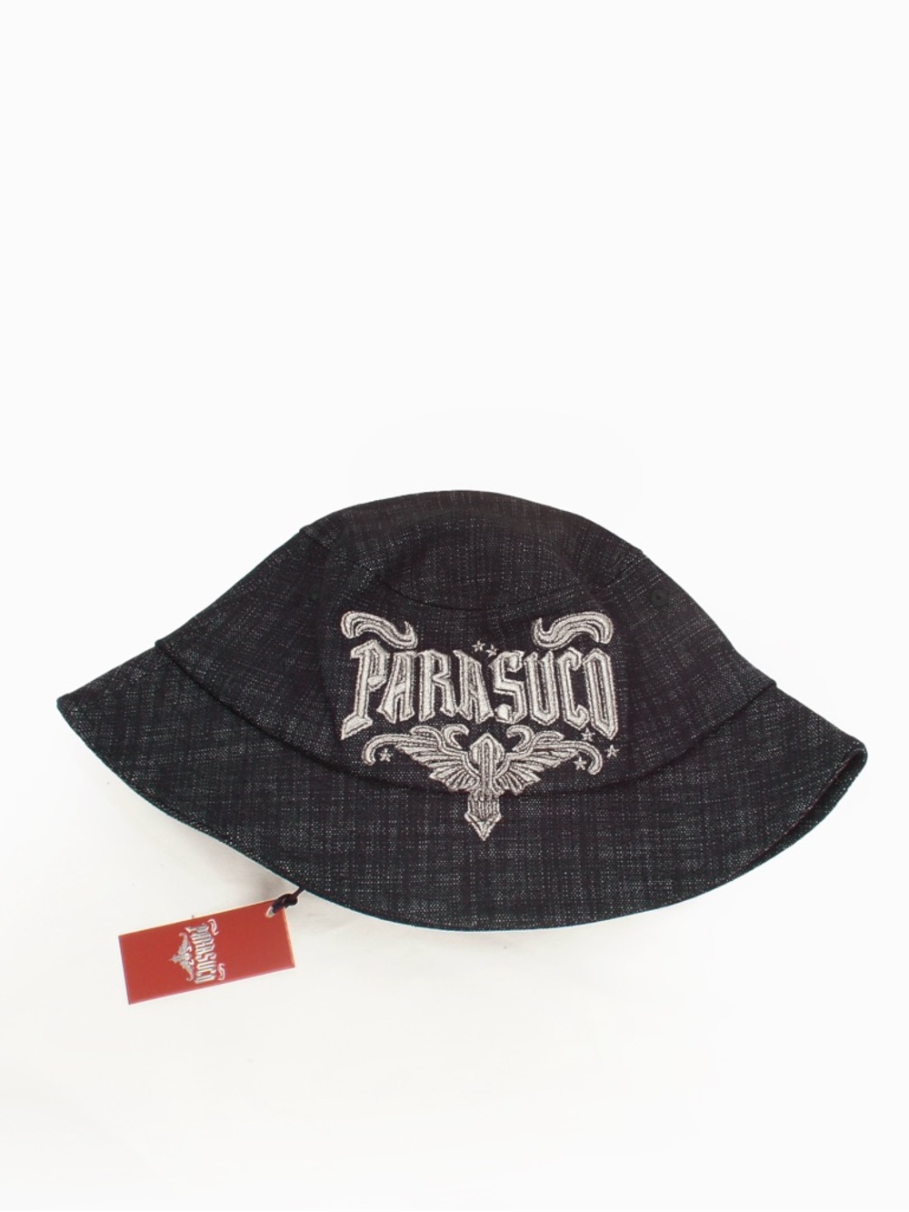 NWT Parasuco Grunge Embroidered Logo Dark Indigo Denim Bucket Hat Unisex